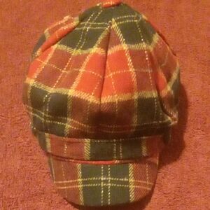 Plaid Newsboy Cap in Red and Green